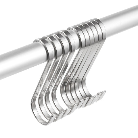 Juvale 10-Pack S Hooks - S-Shaped 304 Stainless Steel Hangers - Hanging Hooks for Kitchen, Bathroom, Bedroom - Holding Pots, Pans, Plant Hook Set - Silver, Medium Size - 2 x 3.2 Inches