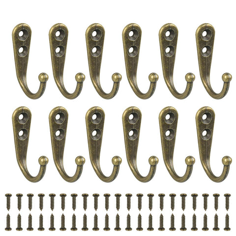 24 Pack Wall Mounted Coat Hooks Hanger Holder Bronze for Wall Vintage Decorative Single Robe Hooks with 50pcs Screws (Bronze)