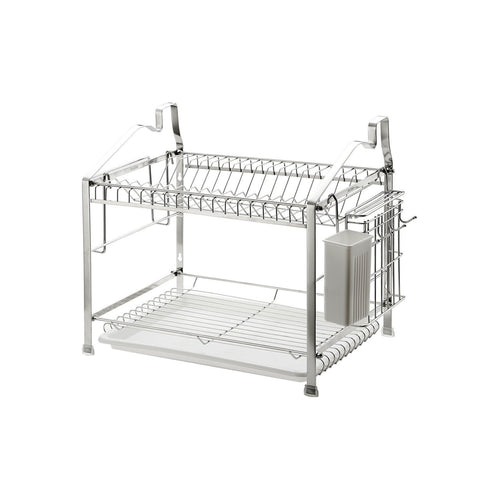 Dish Drying Rack Dish Drainer Kitchen Storage Organization, Stainless Steel, GEYUEYA Home (2-Tier)