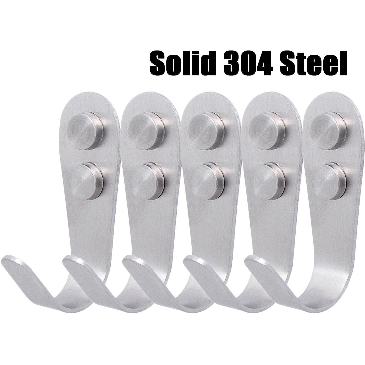 QY 5PCS 2mm-thick Brushed Stainless Steel Coat and Hat Single Hook Robe Hanger Heavy Duty Wall Mount Round Hooks Bathroom Towel Hanger Hook Kitchen Utensils Hook