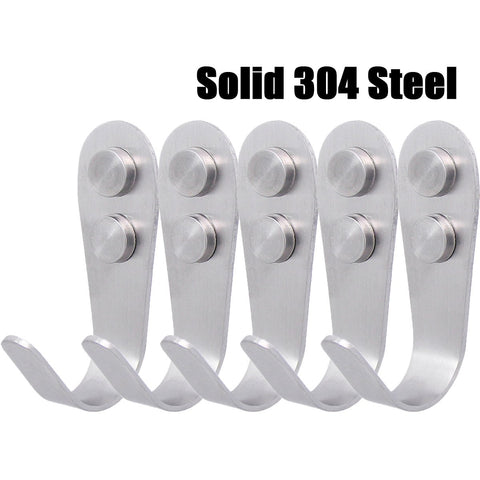 QY 5PCS 2mm-thick Brushed Stainless Steel Coat and Hat Single Hook Robe Hanger Heavy Duty Wall Mount Round Hooks Bathroom Towel Hanger Hook Kitchen Utensils Hook