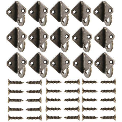 15PCS Single Prong Robe Hook Bronze Coat Clothes Hat Wall Mount Hanger w/Screw from INNKER