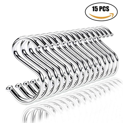 DB.WOR 15 Pack S Kitchen Towel Hooks for Hanging Kitchen Ware, Plants, Towels - Chrome Finish(M)
