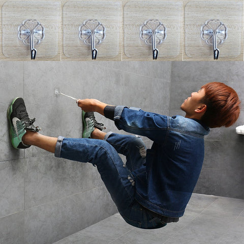 Utility Adhesive Stainless Steel Wall Hooks for Towel Loofah Bathrobe Coats,Bathroom Kitchen Transparent Heavy Duty Wall Hook Ceiling Hanger