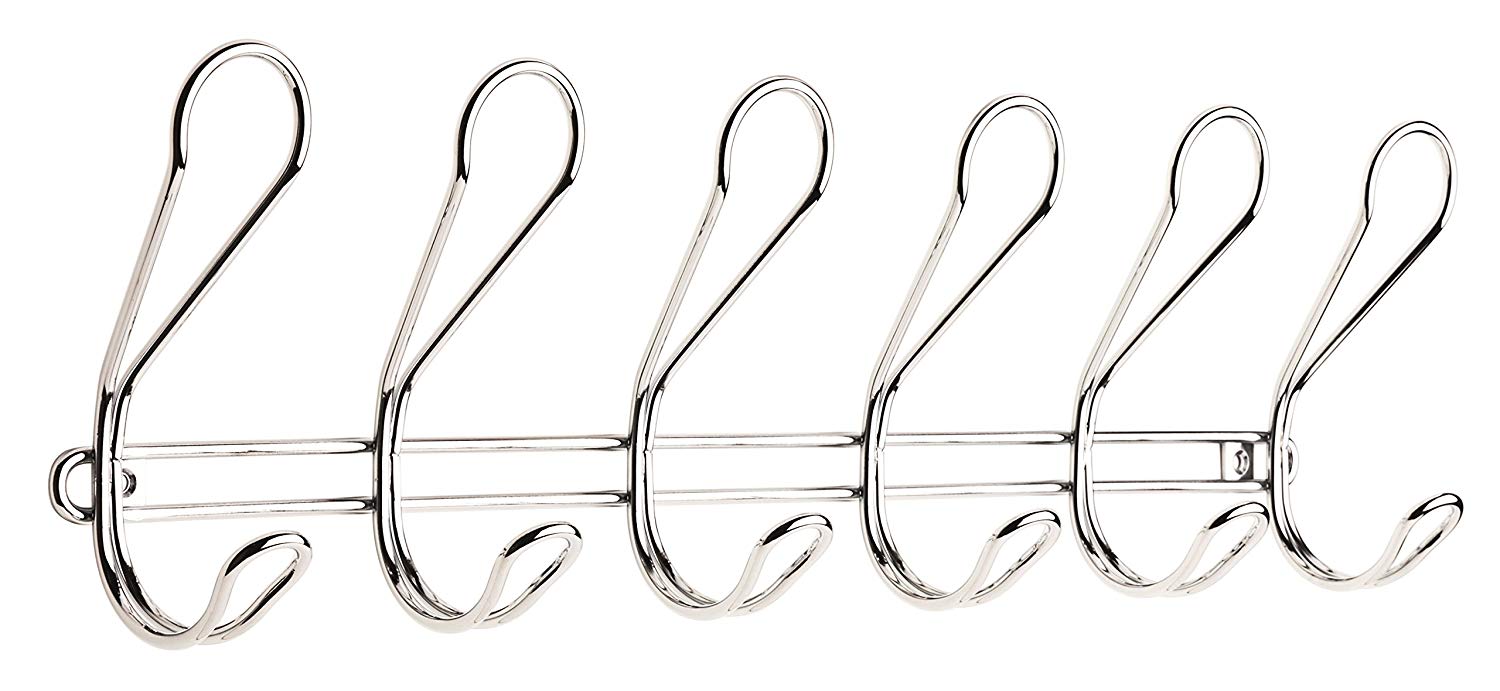 Franklin Brass DOLWLM6-CHR-R Dolen 6 Wall Mounted Coat and Hat Hook Rail, Hook Rack, Hooks, Chrome