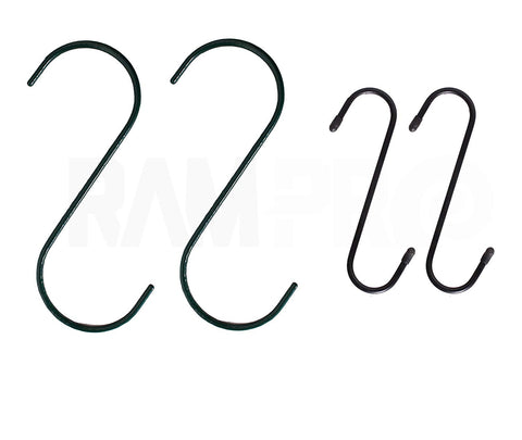 Value Pack Set of 2 JUMBO 10" Steel Powder Coated S-Hooks and 2 pc Heavy-Duty 5" Steel S-Hooks Rust-Resistant Black Oxide Finish - Great for Hanging Plants Plants, Towels