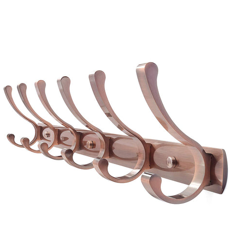 WEBI Coat and Hat Hook Bath Towel Closet Clothes Hanger Rail Garment Racks Holder - 6 Hooks, Aluminum/Satin, Wall Mounted Contemporary Entryway Bedroom Garage Home Office Organizer Storage CYUYG6