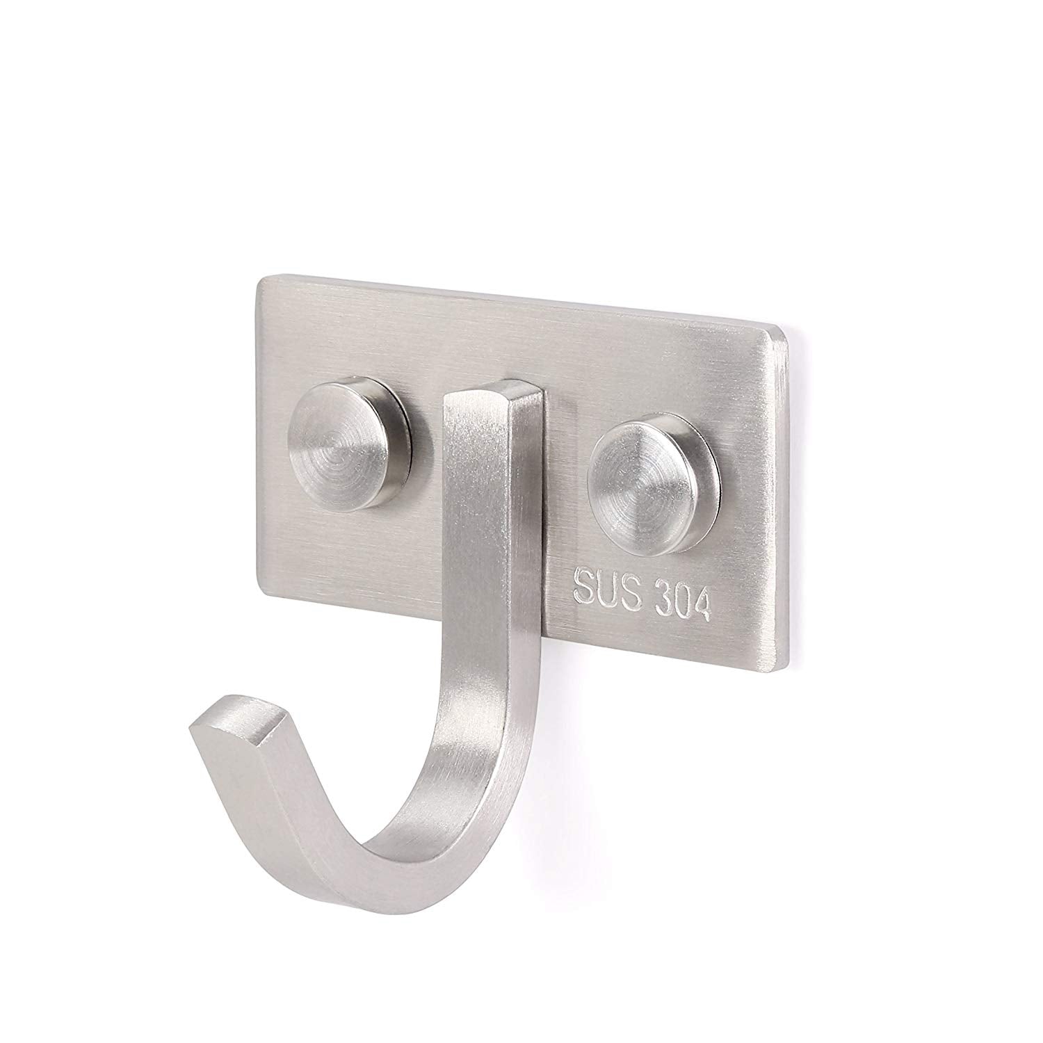 WEBI Set of 2, SUS 304 Coat Bath Towel Hook Hanger Rail Bar, Single Hook, for Bedroom, Bathroom, Foyer, Hallway, Entryway, Great Home Office Storage & Organization, Brushed Finish, J-DBG01-2