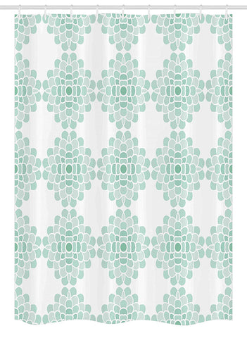 Ambesonne Floral Stall Shower Curtain, Abstract Horizontal Lines Geometric Bold Thin Stripes Ocean Themed Illustration, Fabric Bathroom Decor Set with Hooks, 54" X 78", Seafoam White