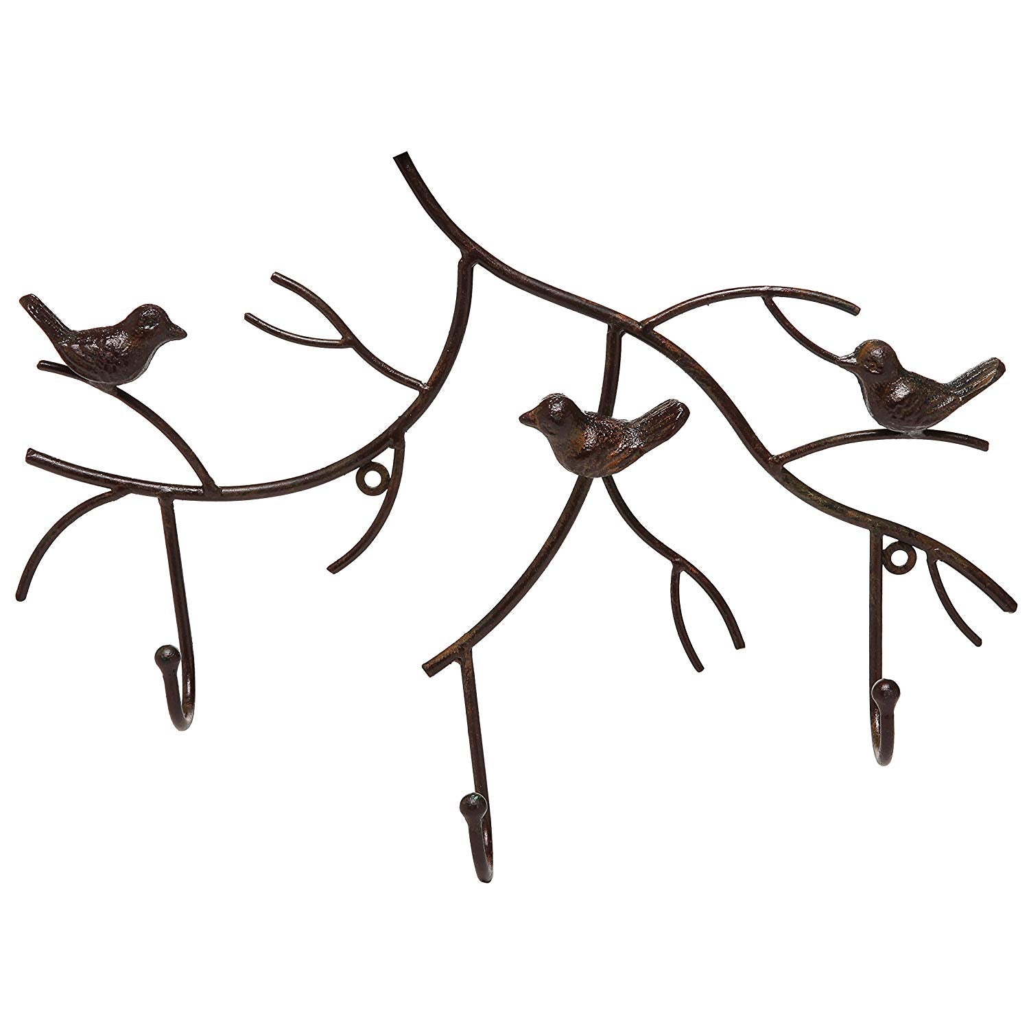 MyGift Wall Mounted Rustic Bronze Decorative Metal Tree Branch Design 3 Coat Hooks Storage Hanger Rack