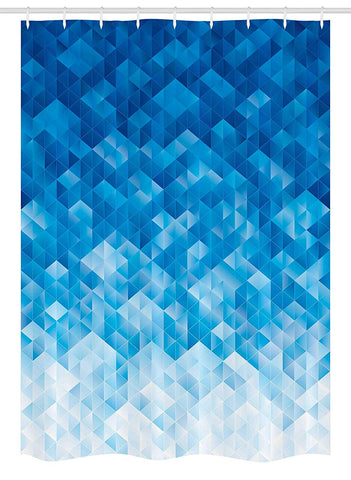 Ambesonne Geometric Stall Shower Curtain, Geometric Gradient Digital Texture with Mosaic Triangle Pixel Graphic Print Art, Fabric Bathroom Decor Set with Hooks, 54" X 78", Blue White