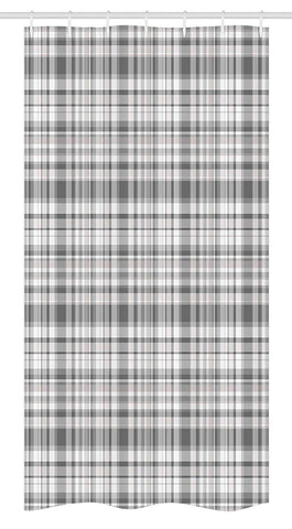 Ambesonne Grey Stall Shower Curtain, Pattern with Modified Stripes Crossed Horizontal and Vertical Lines Forming Squares, Fabric Bathroom Decor Set with Hooks, 36" X 72", Grey White