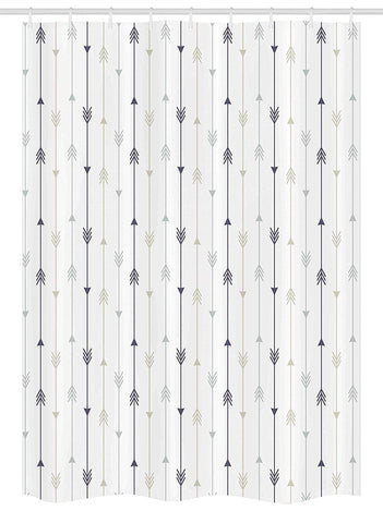 Ambesonne Arrows Stall Shower Curtain, Vertical Geometric Monochrome Hipster Line Pattern With Vintage Arrows, Fabric Bathroom Decor Set with Hooks, 54 W x 78 L Inches, Dimgrey Tan and White