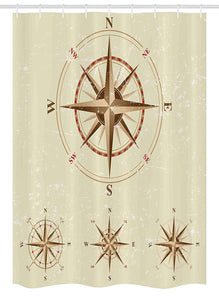 Ambesonne Compass Stall Shower Curtain, Four Different Compasses in Retro Colors Discovery Equipment Where Nautical Marine, Fabric Bathroom Decor Set with Hooks, 54 W x 78 L Inches, Beige Tan