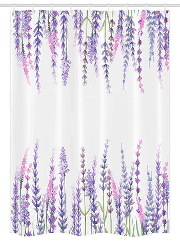 Ambesonne Purple Stall Shower Curtain, Lavender Plants Aromatic Evergreen Shrub of Mint Family Nature Oil Country Style Print, Fabric Bathroom Decor Set with Hooks, 54 W x 78 L Inches, Lilac