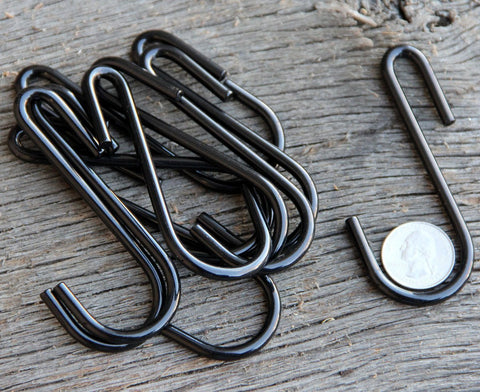 24 Pack 3.5 Inches S Shape Black Finish Steel Hanging Hooks for Kitchenware , Pots , Utensils , Plants , Towels , Gardening Tools , Clothes ...