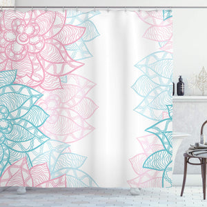 Ambesonne Floral Shower Curtain by, Large Flower Petal in Pastel Tone Elegance Spring Beauty Embellished Design, Fabric Bathroom Decor Set with Hooks, 70 Inches, Sky Blue Light Pink