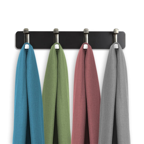 Umbra Wall Mount Coat Rack - Entry-Way Storage Rack (Brushed Nickel-Black) Wall Mounted Hook Hanger and Towel Rack for Jackets, Coats, Hats, and Scarves