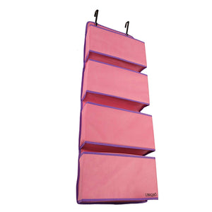 UBEQEÔ Large Over The Door Organizer and Storage Shelves | Ideal for Back of The Closet Doors Organizers | Big Basket Pockets for Bathroom Hanging Wall Storage (Pink Purple)