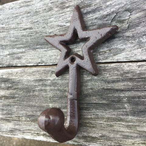 Azadx Vintage Style Cast Iron Wall-Mounted Coat Hat Hook, Pentagram Style Towel Hanger, Hall Tree Hooks (1/5/10pieces) (1 pcs)