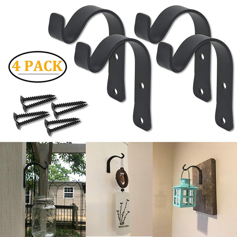 4 Pack Wrought Iron Hooks Coat Towel Hooks Hanger Rustic Vintage Style Home Décor Wall Mounted Bracket (4 Pack) by OVOV