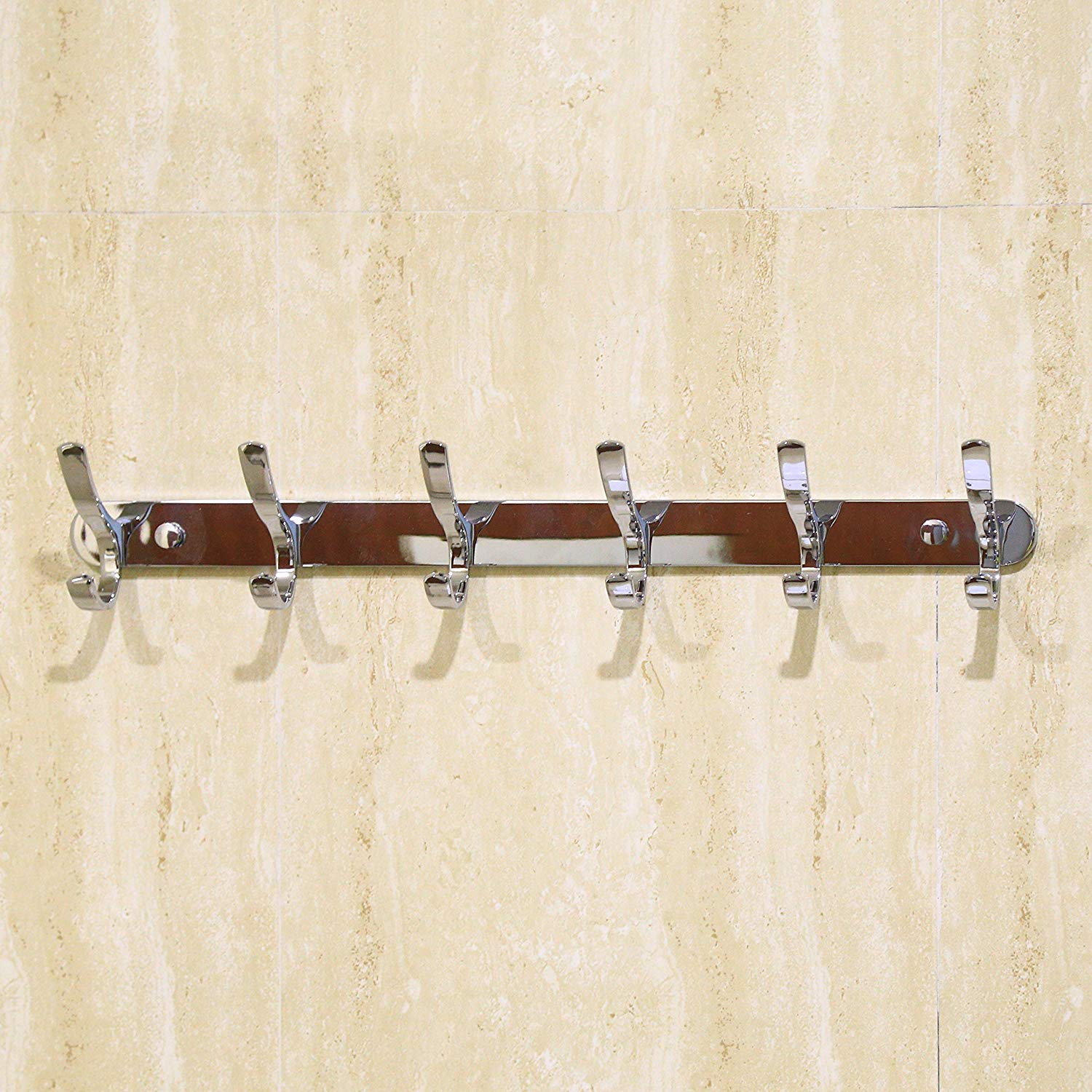 WEBI Question Mark Two Prong Robe Coat Hat Hook Kitchen Bath Towel Holder 6 hooks, Wall Door Mounted Garment Rack Closet Clothes Hanger Home Office Storage Organizer, Zinc Alloy/Chrome Plated LYWHG6