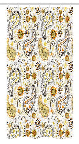 Ambesonne Sunflower Stall Shower Curtain, Floral Pattern with Sunflowers and Paisley Vintage Boho, Fabric Bathroom Decor Set with Hooks, 36" X 72", Orange Yellow