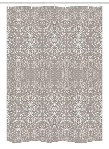 Ambesonne Grey Stall Shower Curtain, Victorian Lace Flowers and Leaves Retro Background Old Fashioned Graphic Print, Fabric Bathroom Decor Set with Hooks, 54 W x 78 L Inches, Warm Taupe Beige