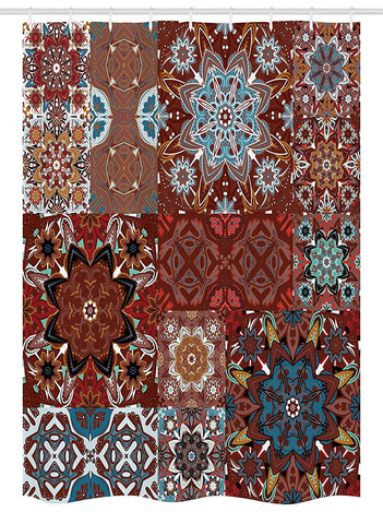 Ambesonne Victorian Stall Shower Curtain, Classic Victorian Floral Motives and Mandala Pattern, Fabric Bathroom Decor Set with Hooks, 54" X 78", Burgundy Brown