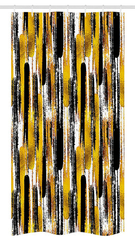 Ambesonne Modern Art Stall Shower Curtain, Watercolored Grunge Brushstroke Expressionist Background Paint Effects, Fabric Bathroom Decor Set with Hooks, 36" X 72", Yellow Black
