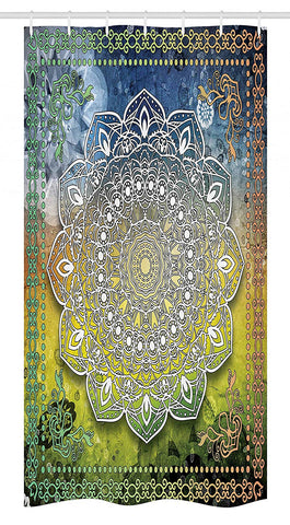 Ambesonne Ethnic Stall Shower Curtain, Mystic Mandala Culture Chakra Karma Calmness and Harmony Boho Design, Fabric Bathroom Decor Set with Hooks, 36" X 72", Forest Green