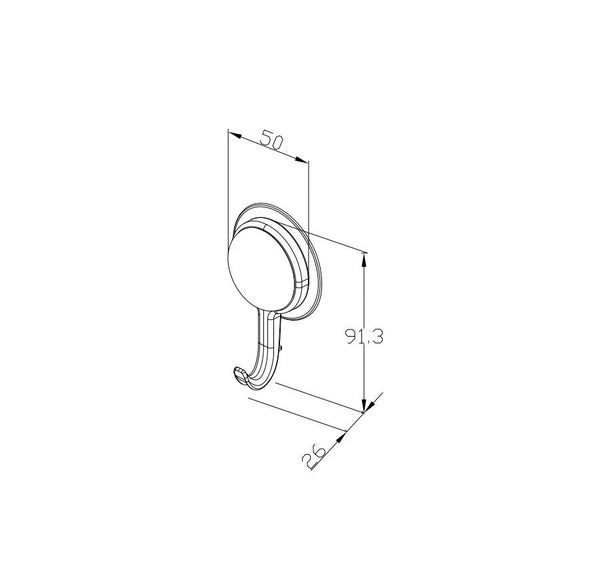 Drill Free - Robe hook, Suction Cup, Stick on, Suction, No drill, Black or White