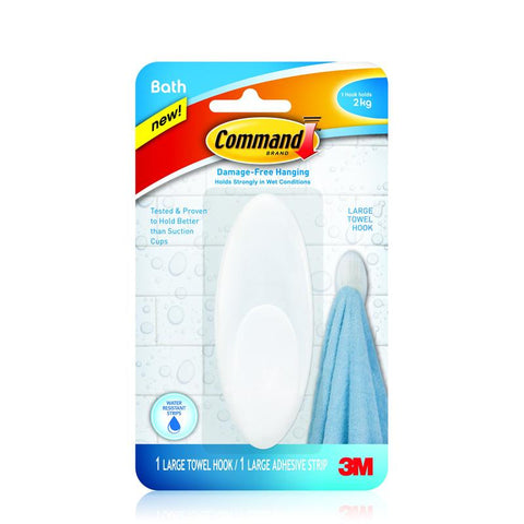 Command™ BATH17-ES Large Towel Hook with Water-Resistant Strips