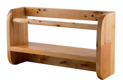 18" Wall Mounted Wooden Shelf & Hooks Bathroom Accessory