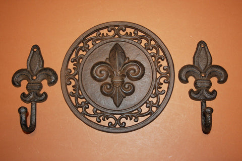 3) Fleur De Lis Bath Towel hook set, Fleur De Lis Bath Decor, Vintage-look Fleur De Lis, Free Shipping, Saints,Louisiana,F-11, F-27