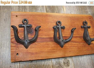 Nautical Bath Towel Hook Rack, Handmade in USA,  Reclaimed 100 Year Old Southern Pine, The Country Hookers, CH-5