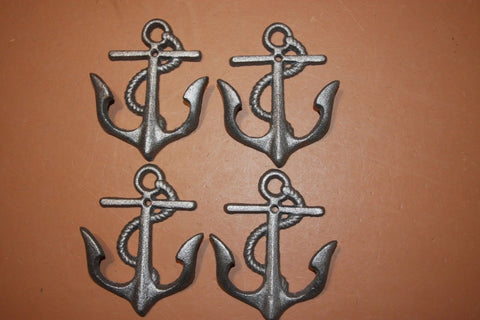 Cast Iron Anchor Wall Hooks, Anchor Towel Hooks, Anchor Kitchen Hooks, Rustic Vintage look anchor decor,  5 3/4 inches,  N-19