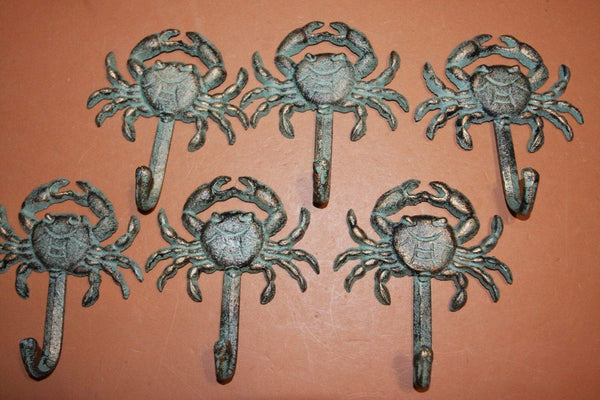 Beach House Bathroom Towel hooks, Bronze-Look Cast Iron Crab Design, 5 1/4&quot; high, BL-34