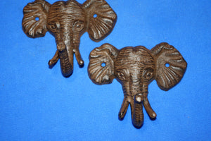 2) Rainforest Bathroom Decor Elephant Bath Towel Hooks Cast Iron,  5 inch Set of 2,  H-40