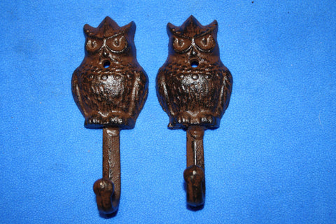 Owl Theme Bathroom Decor Cast Iron Towel Hooks, 5&quot; tall, Volume Priced, H-43