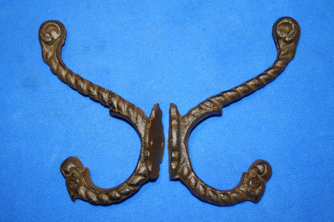 2) Old Fashion Design Cast Iron Towel Hooks,  ~ 6 3/4&quot; tall, Set of 2 ~ H-44