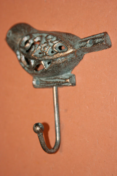 Bird Towel Hooks Cast Iron 5 inch Wild Birds Bathroom Decor, Antiqued Style Bronze-look, Volume Priced, H-78