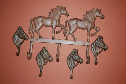 5) pcs, Wild Horse Bathroom Decor, cast iron western bath decor, free shipping, paintable, Horse bath towel hook, rustic,W-55,W-18