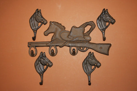 5) pcs, Cowboy bath decor, country western cowboy bathroom towel hooks, horse towel hooks, cast iron,  Free Shipping, W-12,18