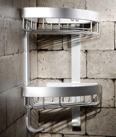 Bathroom Shelves Dual Tier Holder Metal Wall Mount Shower Corner Shelf Towel Hook Storage Bathroom Accessories Toilet Rack 2525
